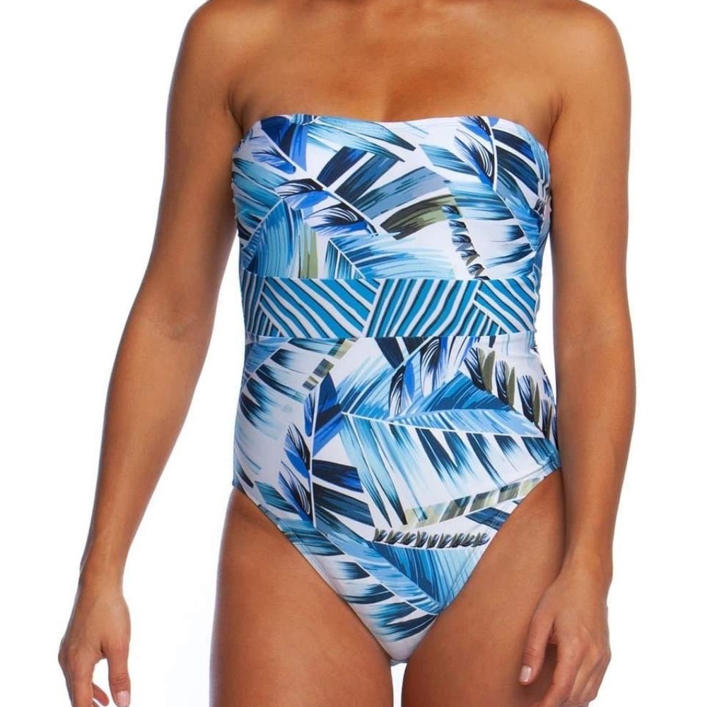 NWT $113 LA BLANCA TWO COOL BANDEAU ONE PIECE